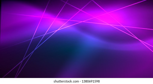 Neon glowing techno lines, blue hi-tech futuristic abstract background template