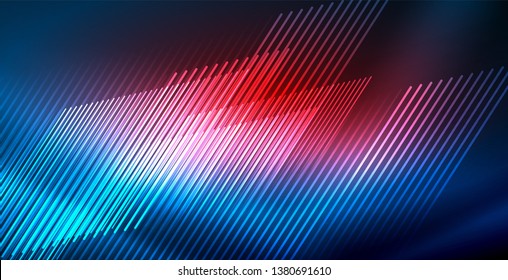 Neon glowing techno lines, blue hi-tech futuristic abstract background template