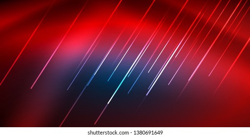 Neon glowing techno lines, blue hi-tech futuristic abstract background template