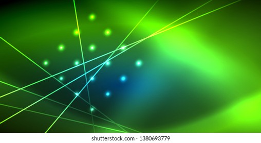 Neon glowing techno lines, blue hi-tech futuristic abstract background template