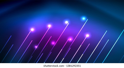 Neon glowing techno lines, blue hi-tech futuristic abstract background template