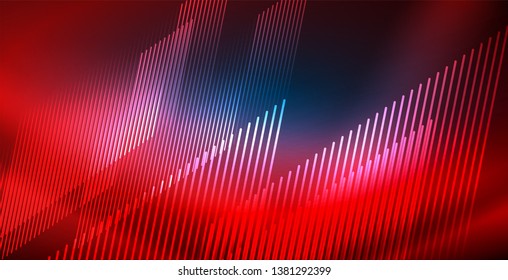 Neon glowing techno lines, blue hi-tech futuristic abstract background template