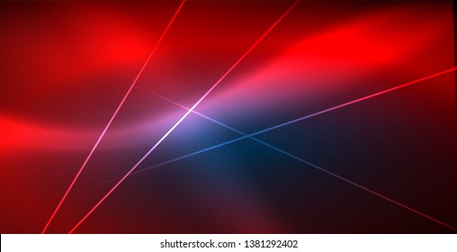 Neon glowing techno lines, blue hi-tech futuristic abstract background template