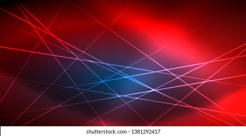 Líneas tecno brillantes neón, plantilla de fondo abstracto azul de alta tecnología futurista