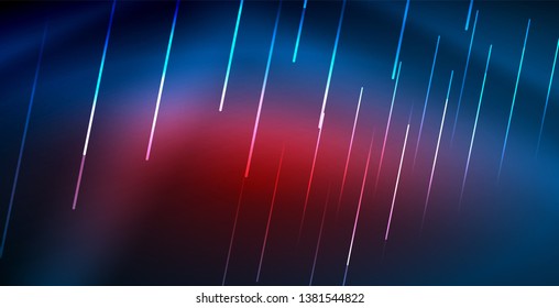 Neon glowing techno lines, blue hi-tech futuristic abstract background template