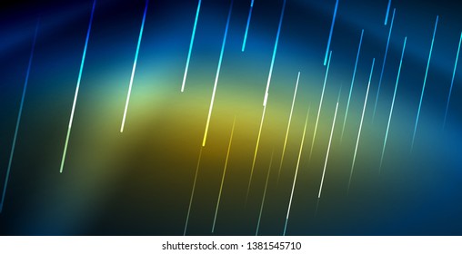 Líneas tecno brillantes neón, plantilla de fondo abstracto azul de alta tecnología futurista