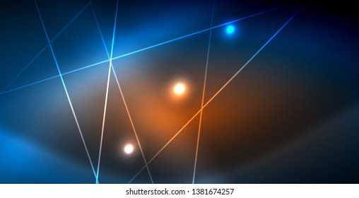 Líneas tecno brillantes neón, plantilla de fondo abstracto azul de alta tecnología futurista