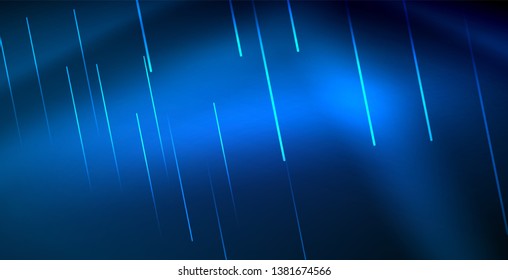 Neon glowing techno lines, blue hi-tech futuristic abstract background template