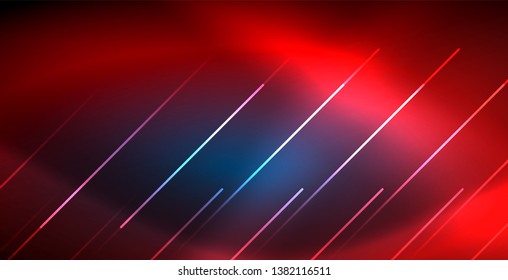 Neon glowing techno lines, blue hi-tech futuristic abstract background template