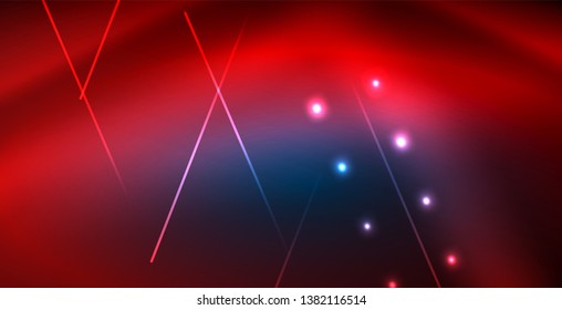 Neon glowing techno lines, blue hi-tech futuristic abstract background template