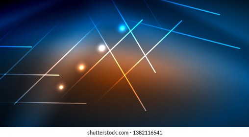 Neonleuchtende Techno-Linien, blaue, futuristische, abstrakte Hintergrund-Vorlage