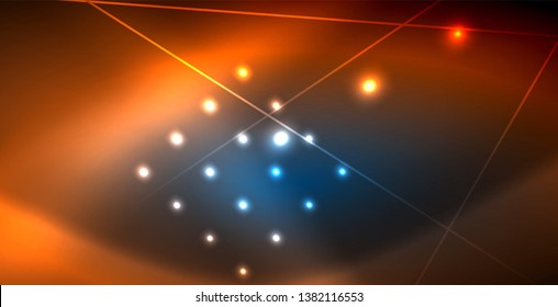 Neon glowing techno lines, blue hi-tech futuristic abstract background template