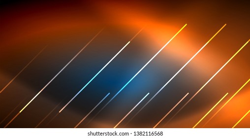 Neon linhas de tecno brilhantes, azul hi-tech modelo de fundo abstrato futurista