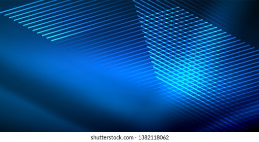 Neonleuchtende Techno-Linien, blaue, futuristische, abstrakte Hintergrund-Vorlage