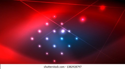 Neon glowing techno lines, blue hi-tech futuristic abstract background template