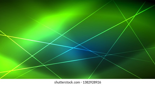 Neon glowing techno lines, blue hi-tech futuristic abstract background template