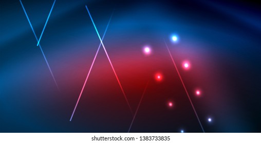 Neon glowing techno lines, blue hi-tech futuristic abstract background template