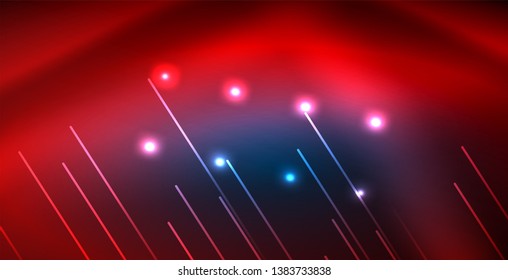 Neon glowing techno lines, blue hi-tech futuristic abstract background template