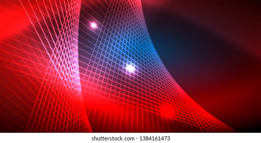 Neonleuchtende Techno-Linien, blaue, futuristische, abstrakte Hintergrund-Vorlage