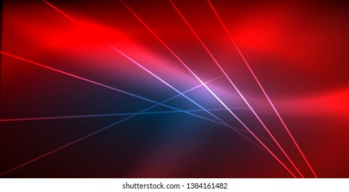 Neon glowing techno lines, blue hi-tech futuristic abstract background template