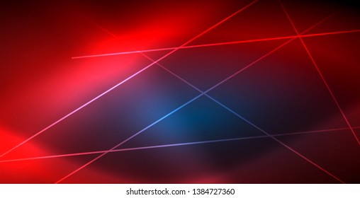 Líneas tecno brillantes neón, plantilla de fondo abstracto azul de alta tecnología futurista
