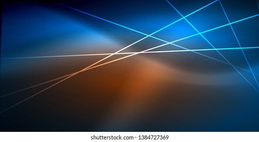 Neon glowing techno lines, blue hi-tech futuristic abstract background template