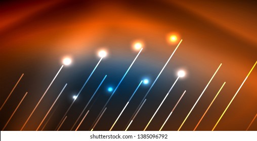 Líneas tecno brillantes neón, plantilla de fondo abstracto azul de alta tecnología futurista
