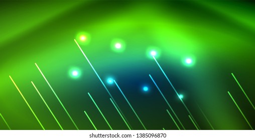 Neon glowing techno lines, blue hi-tech futuristic abstract background template