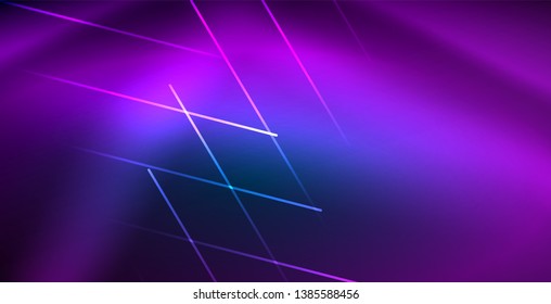 Líneas tecno brillantes neón, plantilla de fondo abstracto azul de alta tecnología futurista