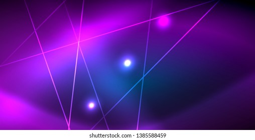 Líneas tecno brillantes neón, plantilla de fondo abstracto azul de alta tecnología futurista
