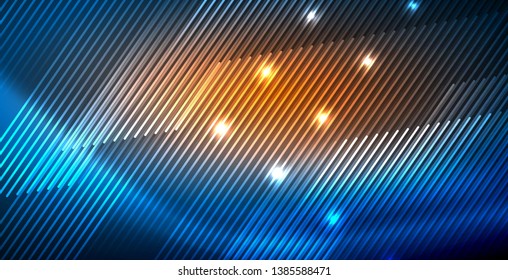 Neonleuchtende Techno-Linien, blaue, futuristische, abstrakte Hintergrund-Vorlage