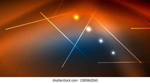 Neon glowing techno lines, blue hi-tech futuristic abstract background template