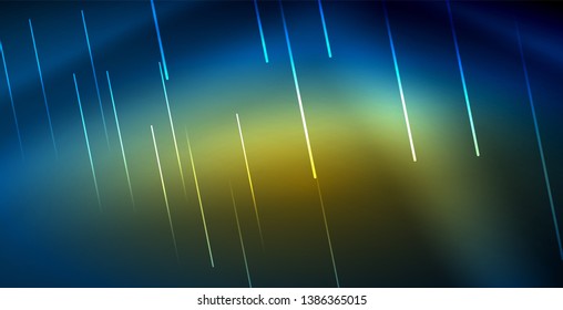 Neon glowing techno lines, blue hi-tech futuristic abstract background template