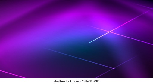 Neon glowing techno lines, blue hi-tech futuristic abstract background template