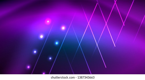 Neon glowing techno lines, blue hi-tech futuristic abstract background template