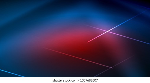 Líneas tecno brillantes neón, plantilla de fondo abstracto azul de alta tecnología futurista