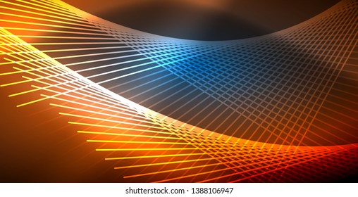 Neonleuchtende Techno-Linien, blaue, futuristische, abstrakte Hintergrund-Vorlage