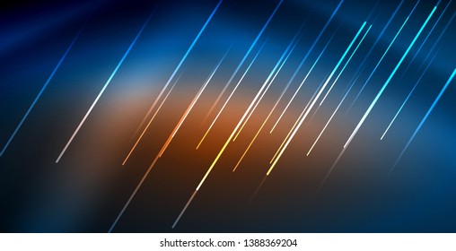 Neon glowing techno lines, blue hi-tech futuristic abstract background template