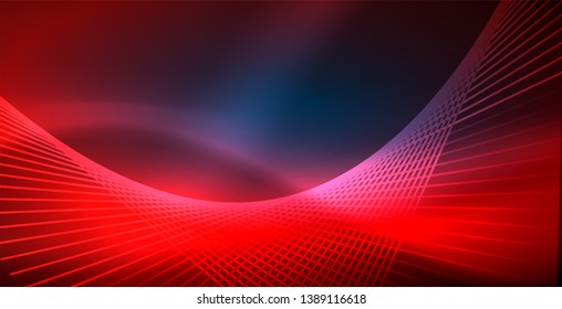 Neon linhas de tecno brilhantes, azul hi-tech modelo de fundo abstrato futurista