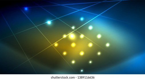 Neonleuchtende Techno-Linien, blaue, futuristische, abstrakte Hintergrund-Vorlage