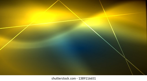 Neon glowing techno lines, blue hi-tech futuristic abstract background template