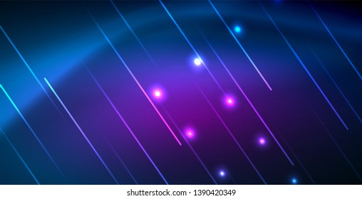 Neon linhas de tecno brilhantes, azul hi-tech modelo de fundo abstrato futurista