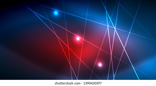 Líneas tecno brillantes neón, plantilla de fondo abstracto azul de alta tecnología futurista