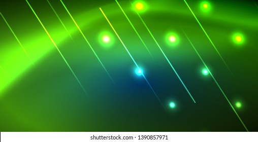 Neon glowing techno lines, blue hi-tech futuristic abstract background template