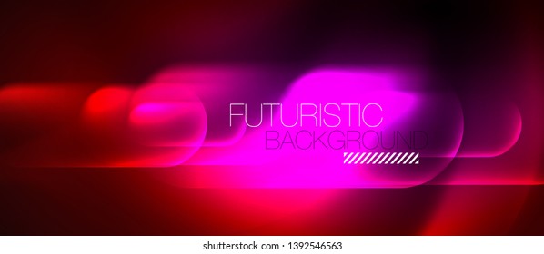 Neon glowing techno lines, blue hi-tech futuristic abstract background template, vector design
