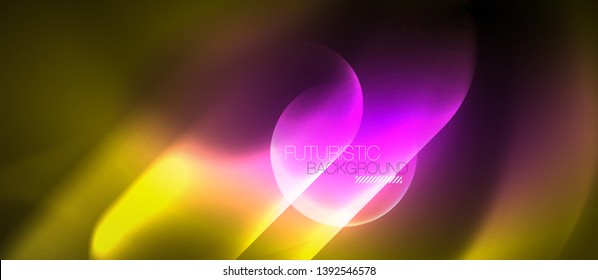 Neon glowing techno lines, blue hi-tech futuristic abstract background template, vector design