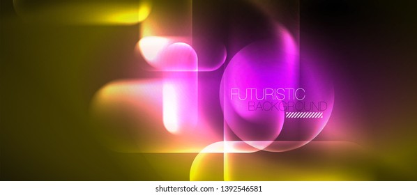 Líneas tecno brillantes de neón, plantilla de fondo abstracta azul de alta tecnología futurista, diseño vectorial