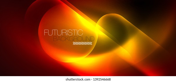 Neon glowing techno lines, blue hi-tech futuristic abstract background template, vector design