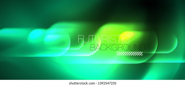 Neon glowing techno lines, blue hi-tech futuristic abstract background template, vector design