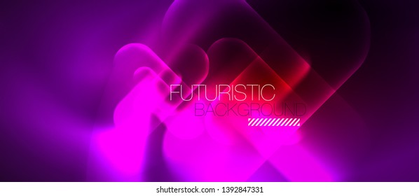 Neon glowing techno lines, blue hi-tech futuristic abstract background template, vector design